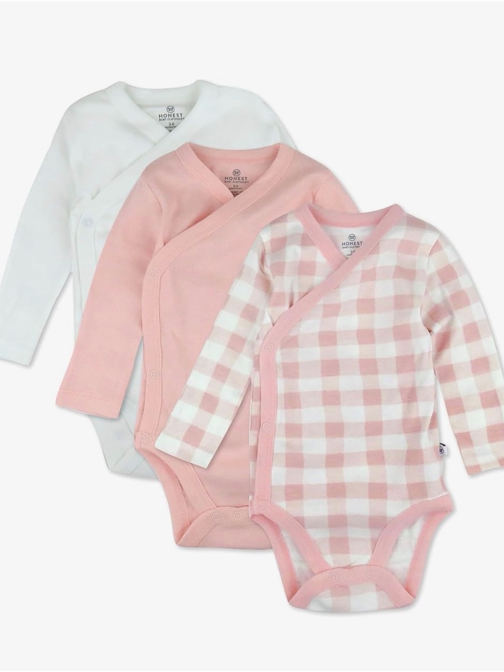 The Honest Company Pink and White 6-9 Mo. Side-Snap Onesies - 3-Pack NIB